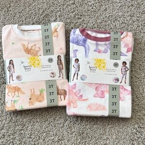 4 sets Burt's Bees Kids Pajamas - Pink and Purple Animal Print